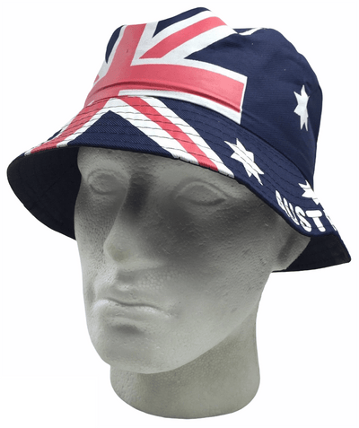 AUSTRALIA FLAG BUCKET HAT Adult Australian Day Aussie Summer Sun Cap Brim