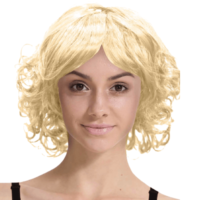 CURLY BOB WIG Hair Party Costume Halloween Fancy Dress Up 60s 70s - Blonde