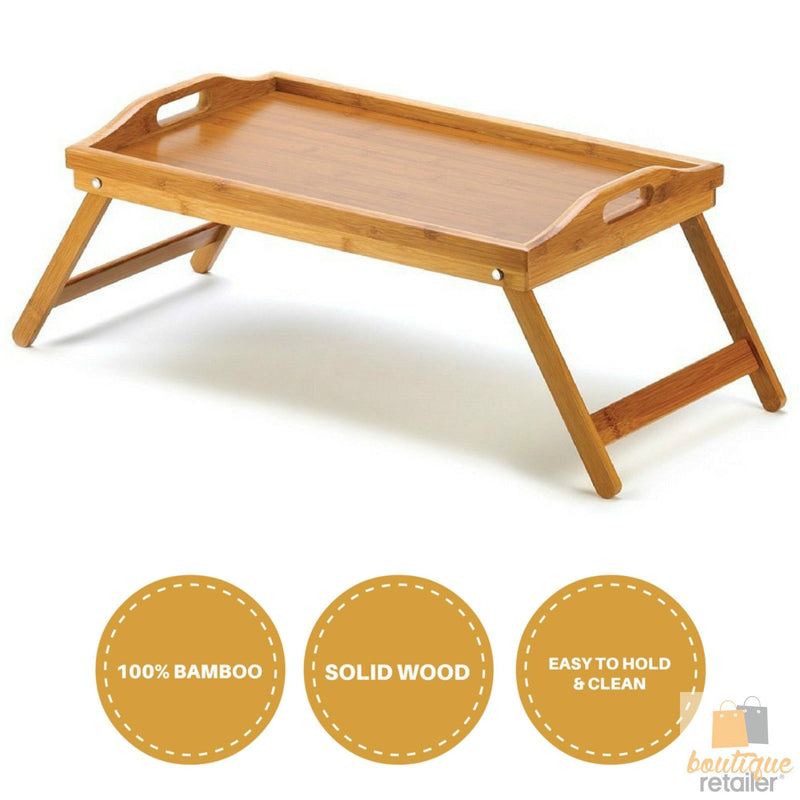 BAMBOO FOLD UP LAP SERVING TRAY Tea Coffee Table Wooden Breakfast in Bed Folding