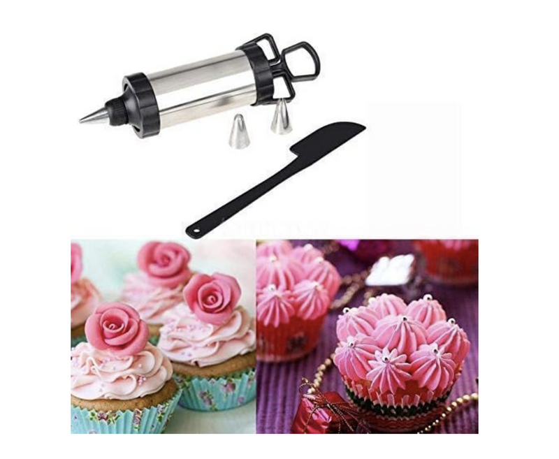 Cake Icing Syringe Tool Kit Set w/ 4 Nozzles Decorating Party Piping Whipped Cream