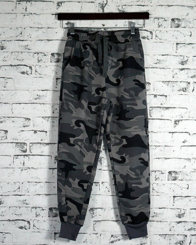 KIDS Skinny TRACK PANTS Slim Trousers Plain Tracksuit Pant Boys Girls Sizes 3-16 - Charcoal Camo Camouflage (100% Polyester) - 10