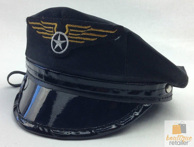 MINI Police Officer Captain HAT Pilot Costume Party Cap Adults Childrens Kids