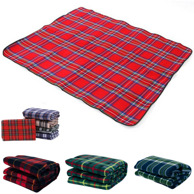 Picnic Rug Mat Blanket Outdoor Camping Waterproof Throw Travel Fleece Plaid - Assorted