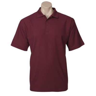 Mens Polo Top Shirt Plain Casual Short Sleeve Pique Knit Basic UPF Rated T-Shirt - Burgundy