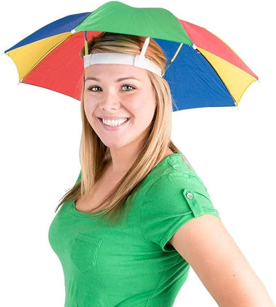 RAINBOW UMBRELLA HAT Rain Novelty Cap Costume Outdoor Camping Beach Fishing