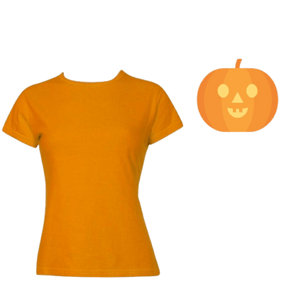 Womens HALLOWEEN T Shirt 100% COTTON Blank Tee Costume Ladies Party - Pumpkin Colour