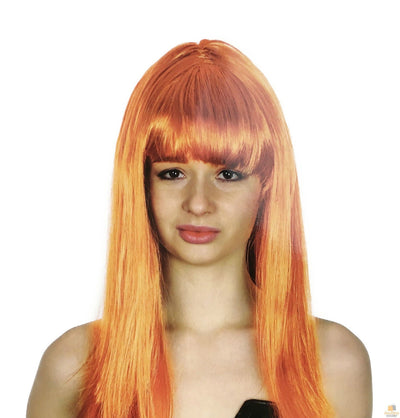 LONG WIG Straight Party Hair Costume Fringe Cosplay Fancy Dress 70cm Womens - Orange (22462)