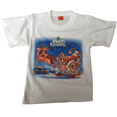 100% Cotton Kids Christmas T Shirt Xmas Top Santa Red White Party Costume