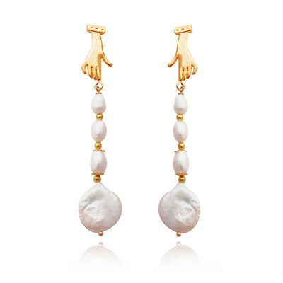 Culturesse Desiree Artisan 24K Pearl Drop Earrings