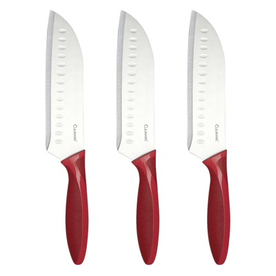 3pc Set 17.5cm Culinare Santoku Knife Chef Cutlery Stainless Steel Kitchen Cutting