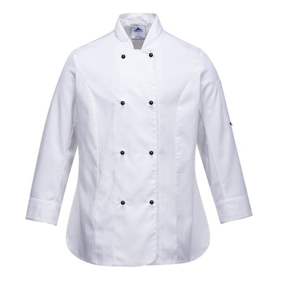 Portwest Womens Rachel Chef Jacket Hospitality Cook MeshAir - White