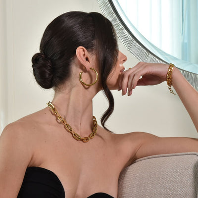 Culturesse Danica 70's Gold Hoop Earrings