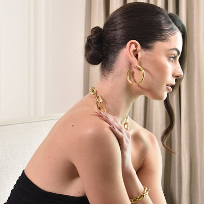 Culturesse Danica 70's Gold Hoop Earrings