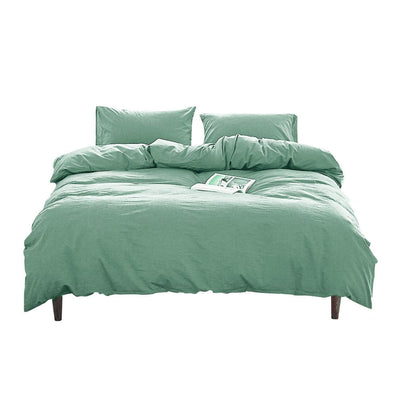 Cosy Club Washed Cotton Quilt Set Green Queen