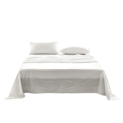 Cosy Club Washed Cotton Sheet Set Single White