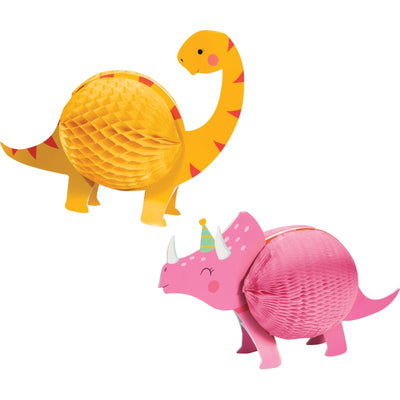 Dinosaur Girl Dino Party Honeycomb Decorations 2 Pack