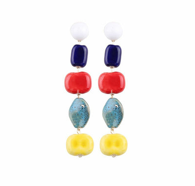 Culturesse Claudette Color Drops Statement Earrings 