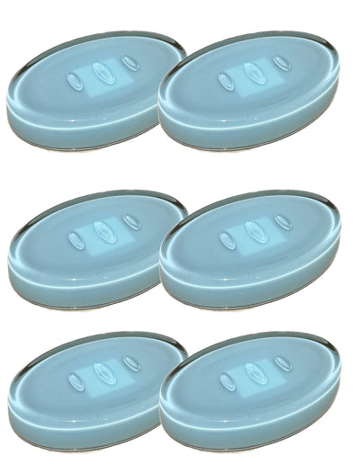 6x Creative Home Oval Soap Dish Holder Plate - Blue (Bulk)
