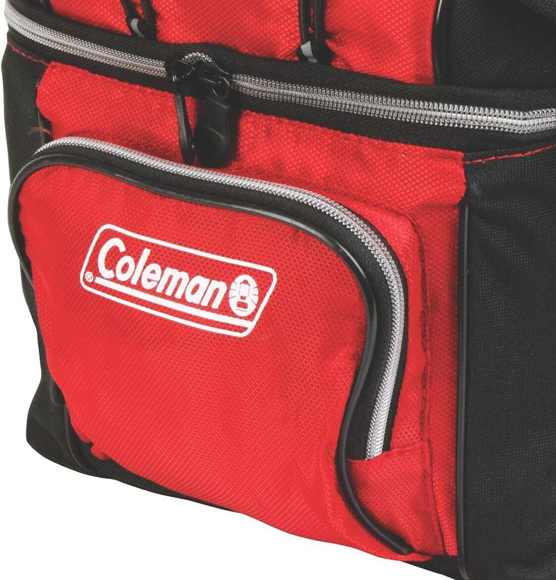 Coleman 9 Can Soft Cooler Insulated Outdoor Camping Picnic Bag - Red/Black