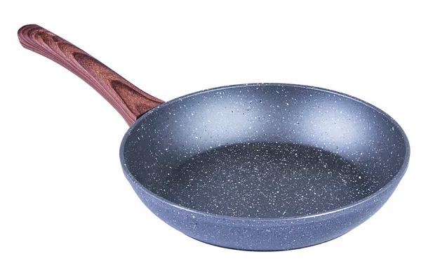 24cm Marble Stone Ceramic Coat PFOA Free Non-Stick Frypan w/ Wooden Look Handle