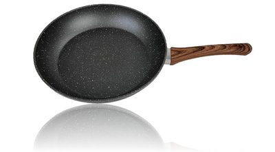 Clevinger 28cm Ceramic Marble Coat PFOA Free Non-Stick Frypan with Wooden Look Handle