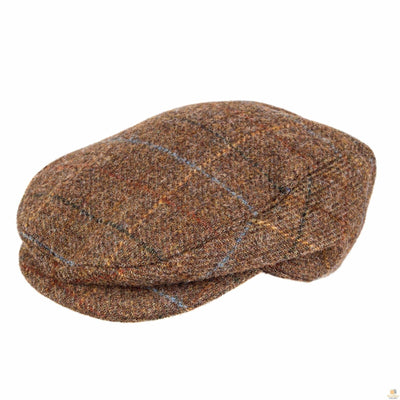 DENTS Abraham Moon Tweed Flat Cap Wool Ivy Hat Driving Cabbie Quilted - Chestnut