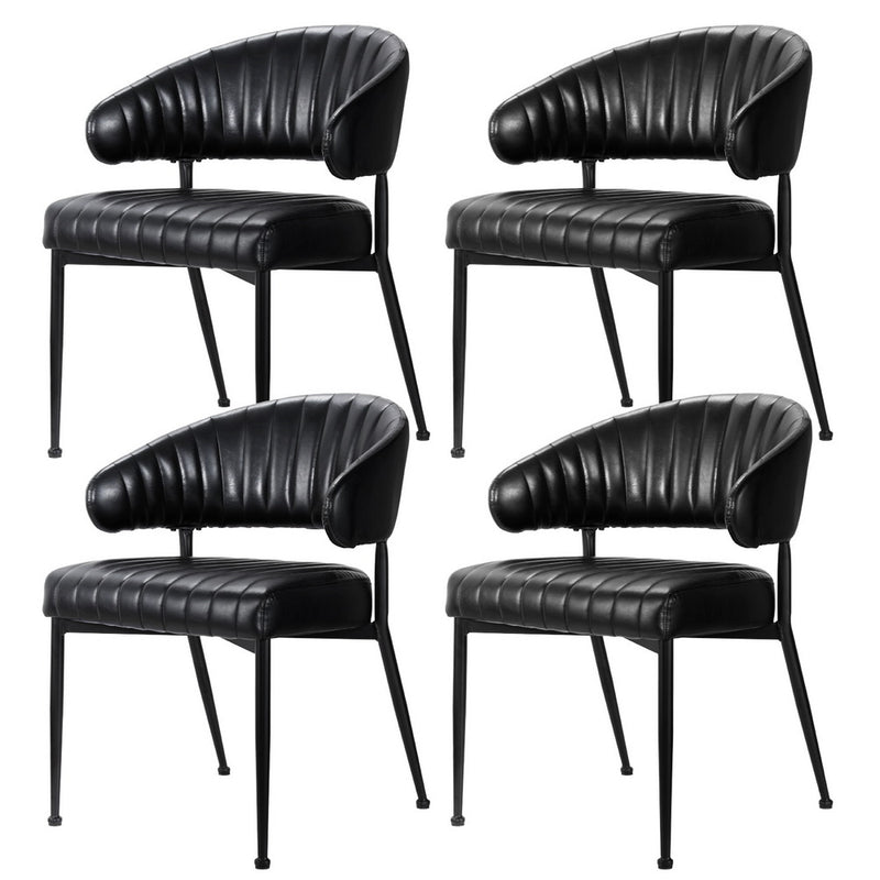 Artiss Dining Chairs Set of 4 Leather Hollow Armchair Black