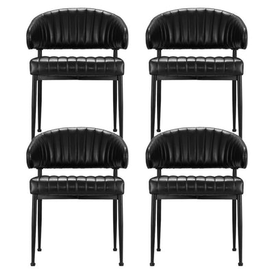 Artiss Dining Chairs Set of 4 Leather Hollow Armchair Black