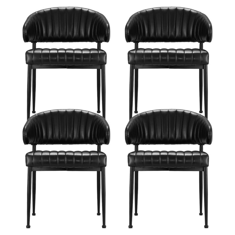 Artiss Dining Chairs Set of 4 Leather Hollow Armchair Black