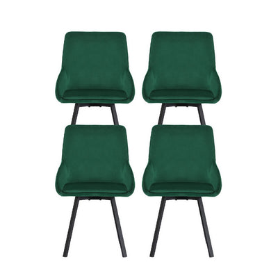 Artiss Dining Chairs Set of 4 Velvet Swivel Base Green