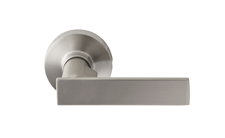 Delf Porto Passage Lever Door Handle Set On Round Rosette Satin Chrome