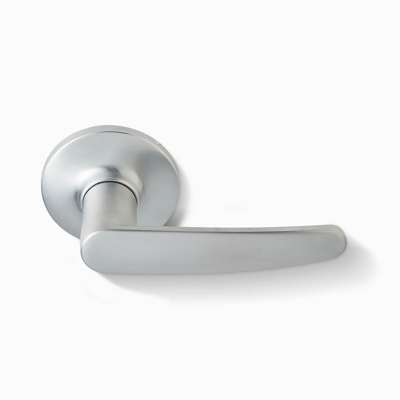 Delf Terifa Passage Lever Door Handle Set On Round Rosette Satin Chrome