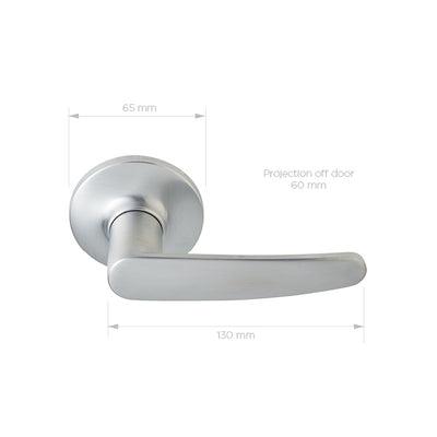 Delf Terifa Passage Lever Door Handle Set On Round Rosette Satin Chrome