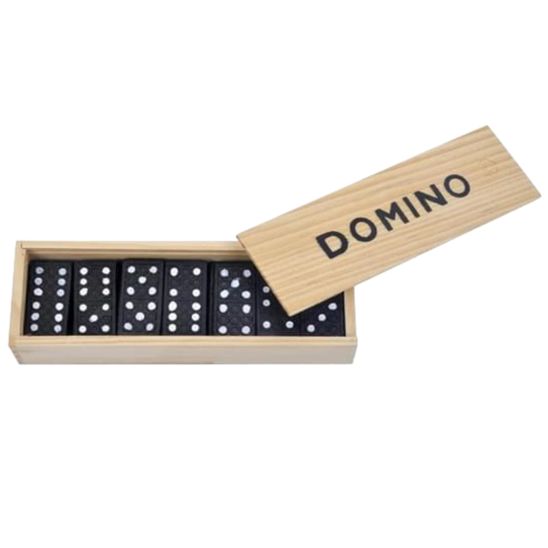 Domino Set Wooden Box Kids Children Traditional Toy 28 Dominoes