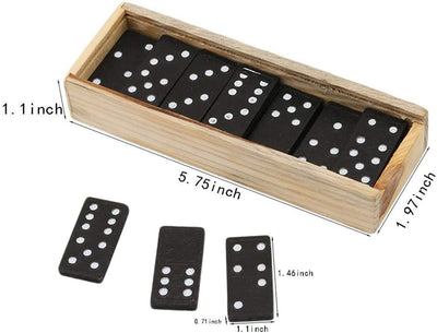 Domino Set Wooden Box Kids Children Traditional Toy 28 Dominoes