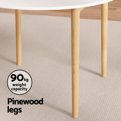 1 Artiss Dining Table and 4 Chairs Set White Wood