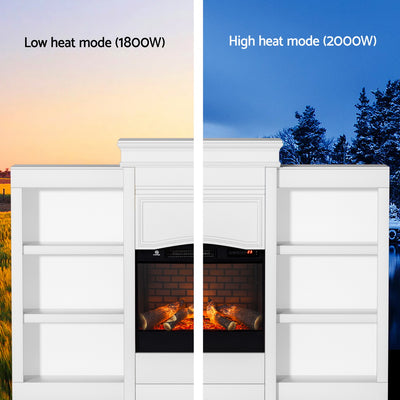 Devanti 2000W Electric Fireplace Fire Heater White