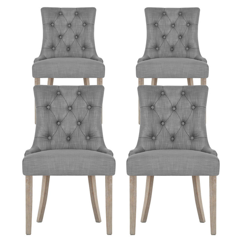 Artiss Dining Chairs Set of 4 Linen French Provincial Grey