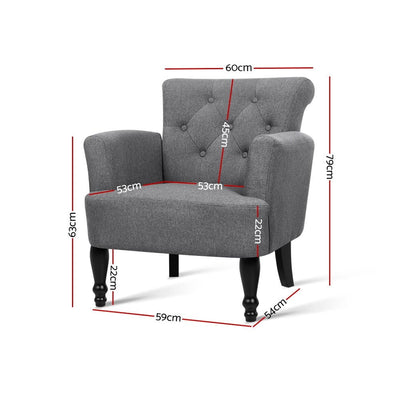 Artiss French Lorraine Chair Retro Wing - Grey