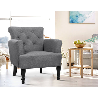 Artiss French Lorraine Chair Retro Wing - Grey