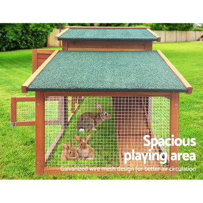 i.Pet Chicken Coop Rabbit Hutch 169cm x 52cm x 72cm Large Chicken Coop Wooden House Run Cage