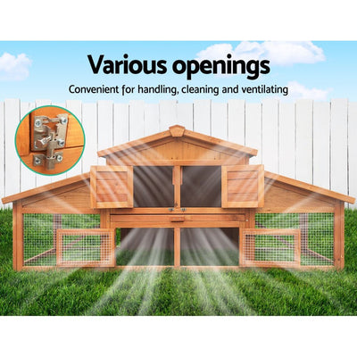 i.Pet Chicken Coop Rabbit Hutch 169cm x 52cm x 72cm Large Chicken Coop Wooden House Run Cage