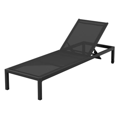 Gardeon Sun Lounge Outdoor Lounger Aluminium Folding Beach Chair Wheels Black