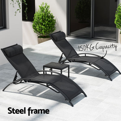 Gardeon Sun Lounger Chaise Lounge Chair Table Patio Outdoor Setting Furniture