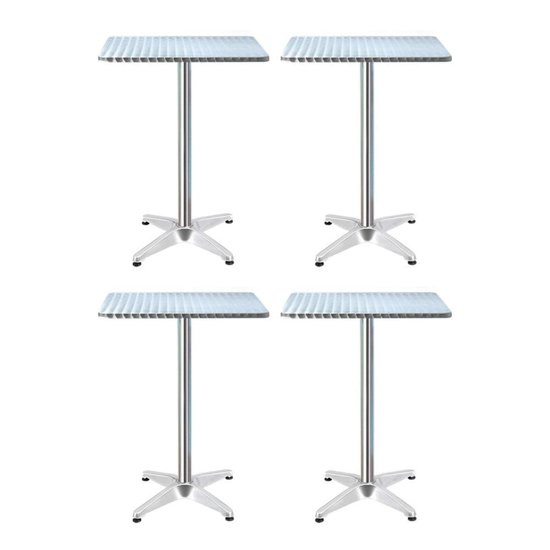 Gardeon 4pcs Outdoor Bar Table Furniture Adjustable Aluminium Square Cafe Table