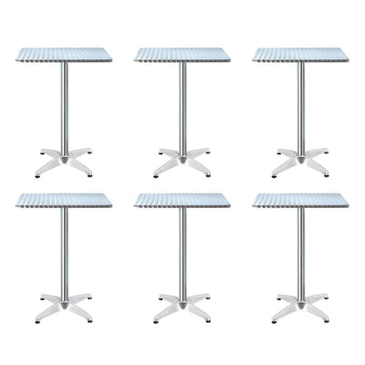 Gardeon 6pcs Outdoor Bar Table Furniture Adjustable Aluminium Square Cafe Table