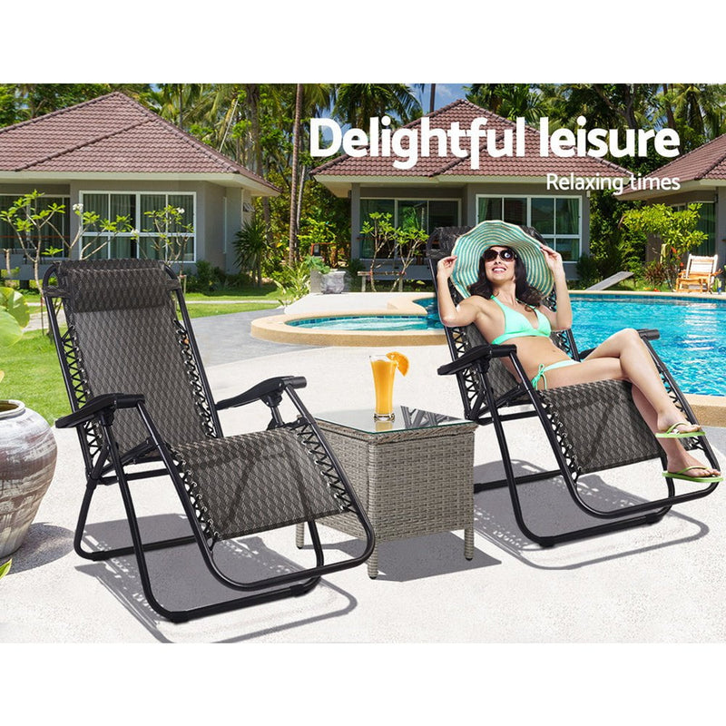 Gardeon Sun Lounge Zero Gravity Chair Table Outdoor Folding Recliner Reclining