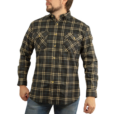 Mens FLANNELETTE SHIRT Check 100% COTTON Flannel Vintage Long Sleeve