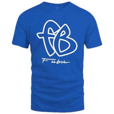 FUBU Drake Classic Logo T Shirt Top Quick Shot Tee - Cobalt Blue/White