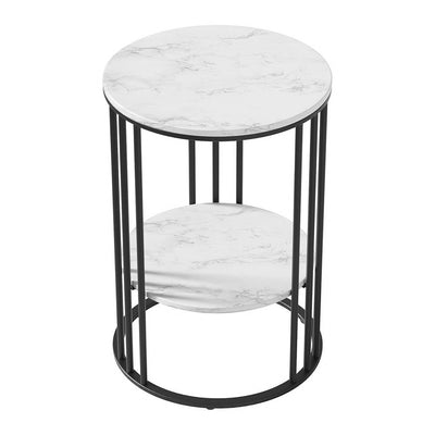 Artiss Coffee Table 2-Tier Round Marble Effect